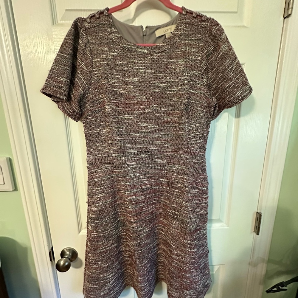 LOFT Women's Multi-Color Tweed Mini Dress